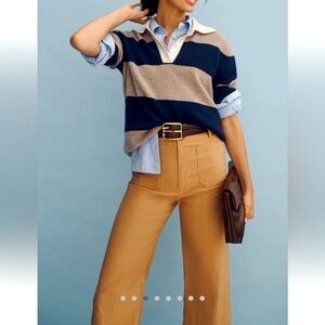 Anthropologie Maeve Colette wide legged cropped pant in size 25 beige tan brown